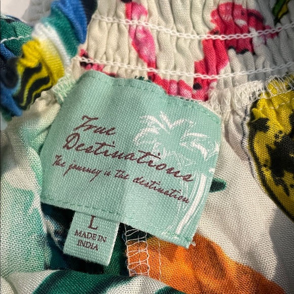 True Destinations Palazzo Pants resort beach vacation tropical wide leg L - Picture 2 of 8